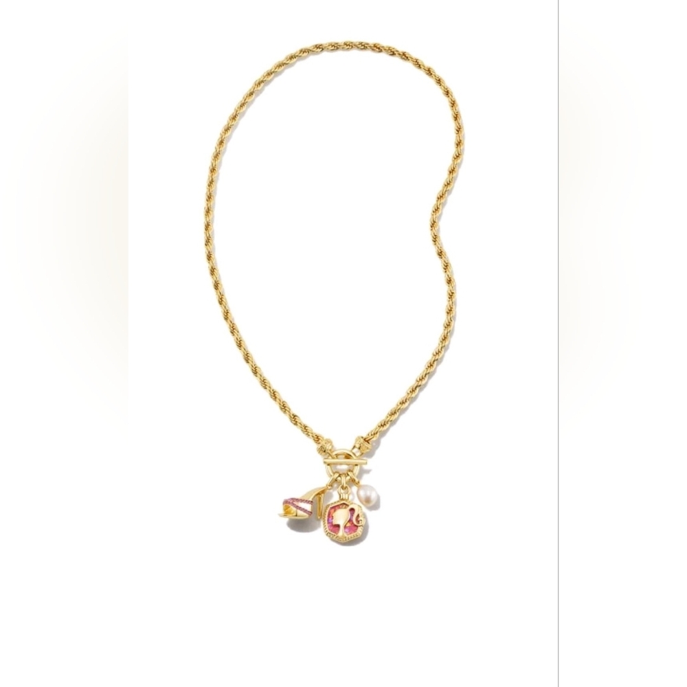 Barbie X Kendra Scott Collab - Gold and Pink Charm Necklace - Picture 2 of 5
